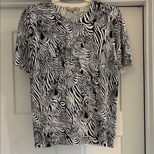 Michael Kors Collection Black and White Zebra Print Top